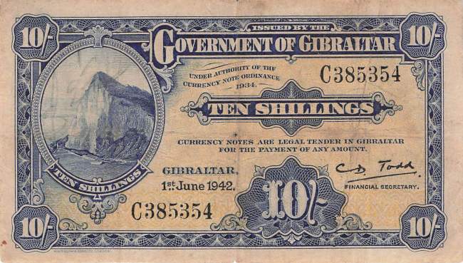 Gibraltar 10 Shillings 1942 p14